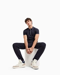Polo with contrasting logo cotton spandex