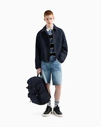 Cotton denim shorts with contrast stitching