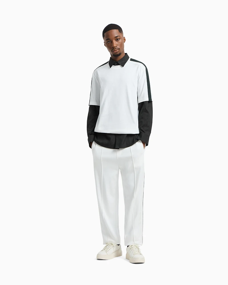 Regular fit cotton shirt with allover logo tone
