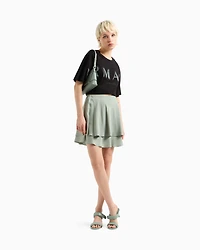 Cropped T-shirt with optical effect logo