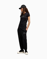Slim fit T-shirt with logo and rhinestones