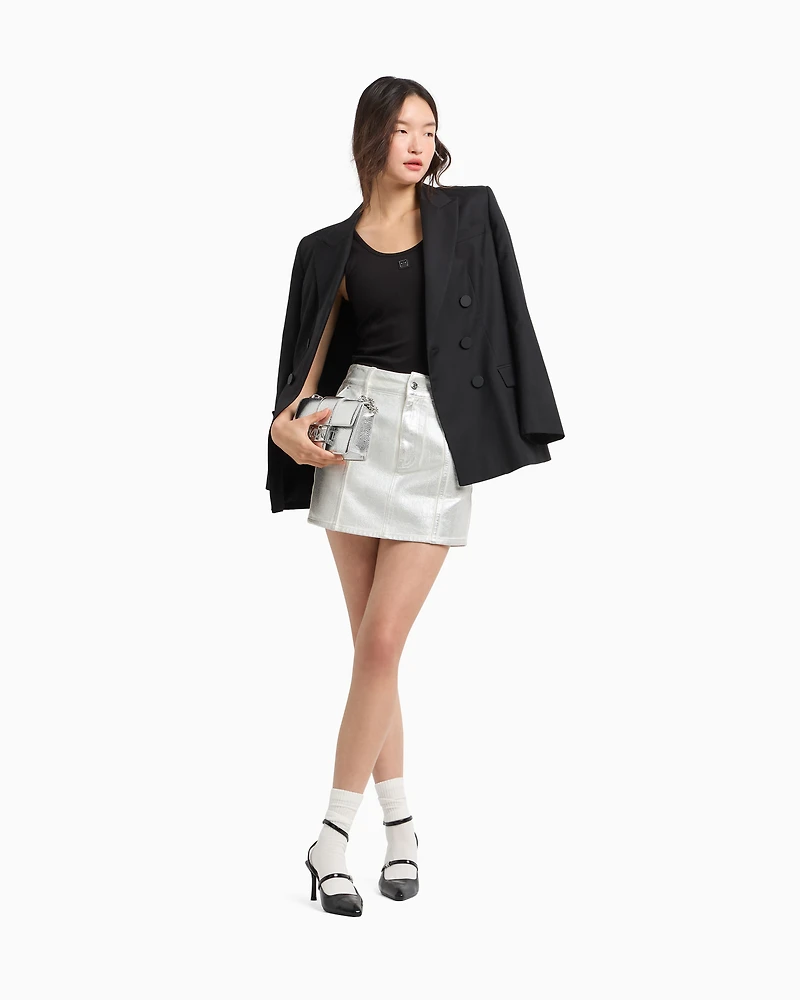 Stiff cotton mini skirt metal