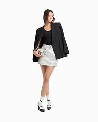 Stiff cotton mini skirt metal