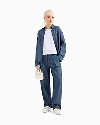 Chambray trousers with pleats