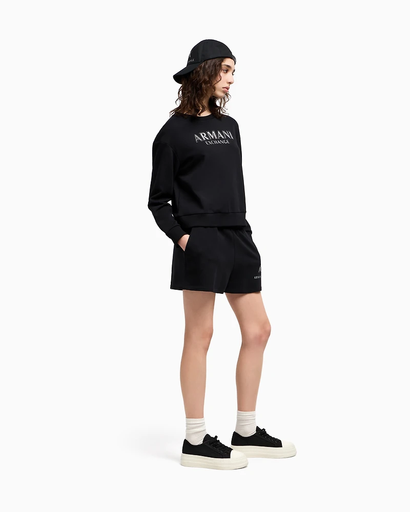 Crewneck sweatshirt with metal logo