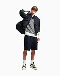 Short-sleeved knitted polo melange cotton