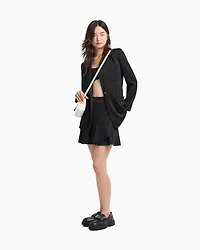 Single-breasted jacket matte satin fabric