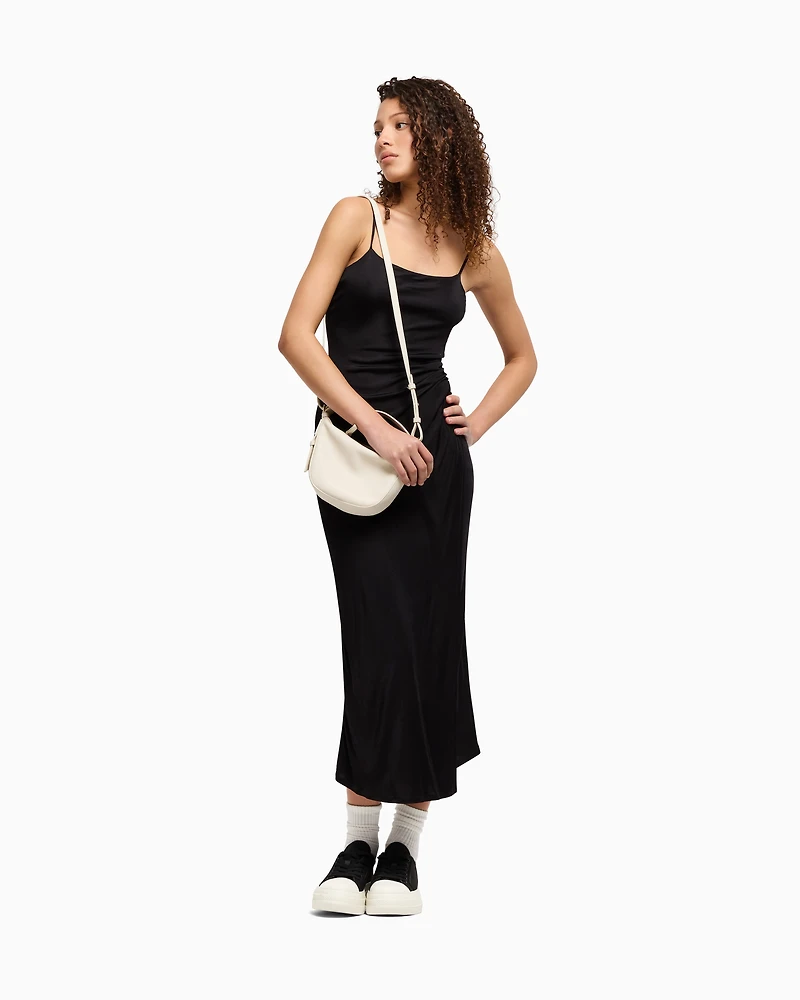 Long jersey dress with drape