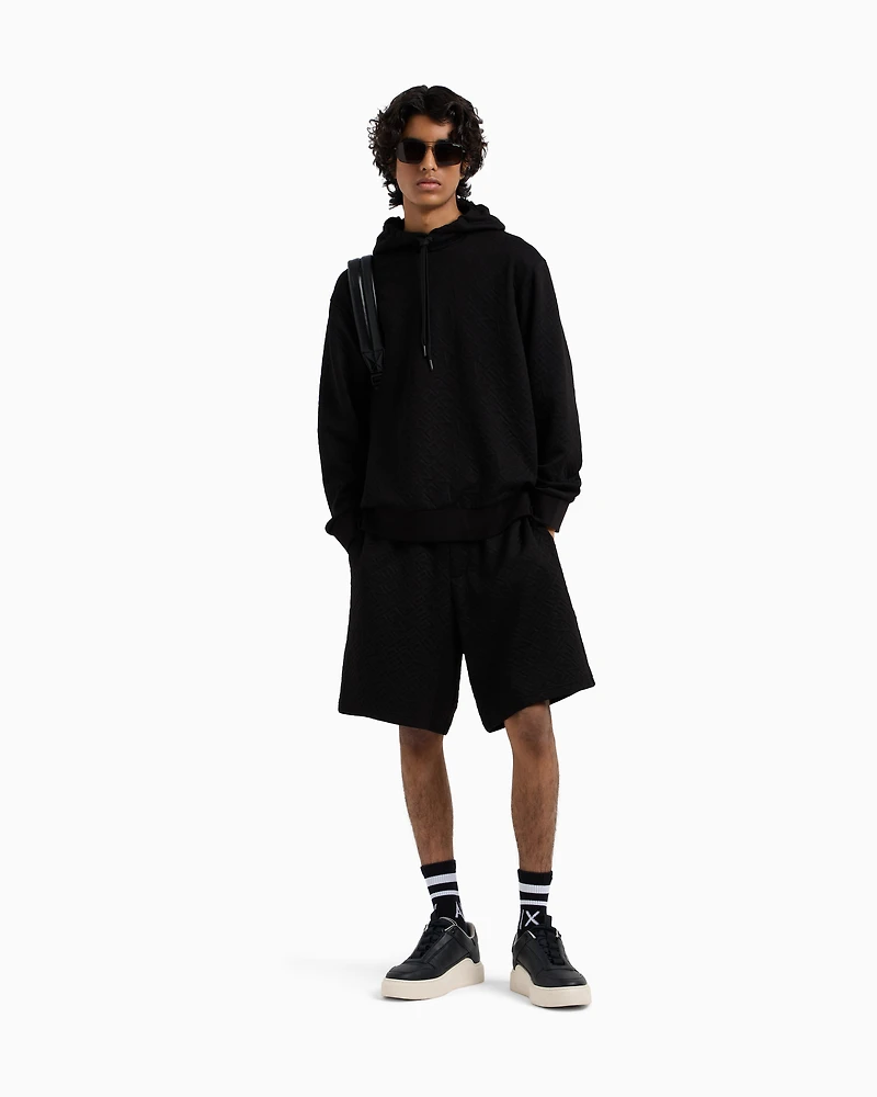 Tonal Embossed Hoodie Sweatshirt