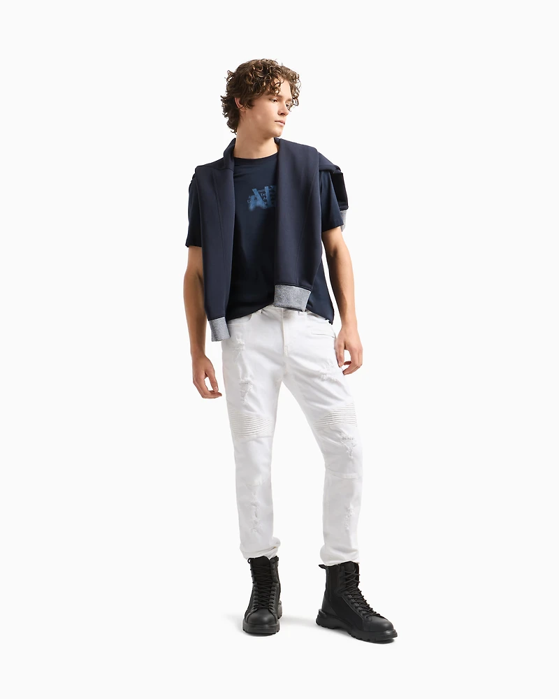 J27 skinny biker fit jeans washed denim