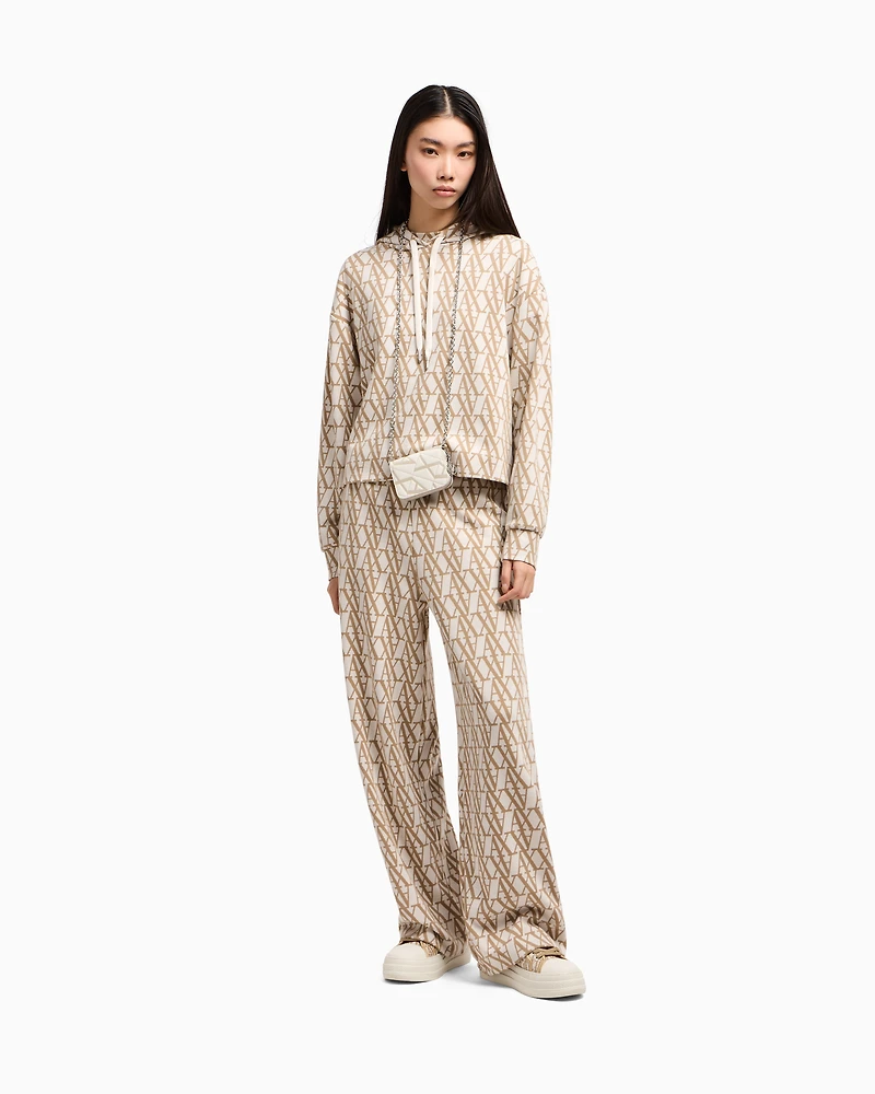 Wide-leg jacquard trousers with allover logo