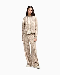 Wide-leg jacquard trousers with allover logo