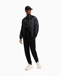 Satin bomber jacket with blurred back logo