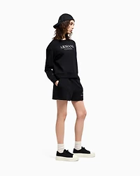 Sweatshirt shorts with logo and rhinestones