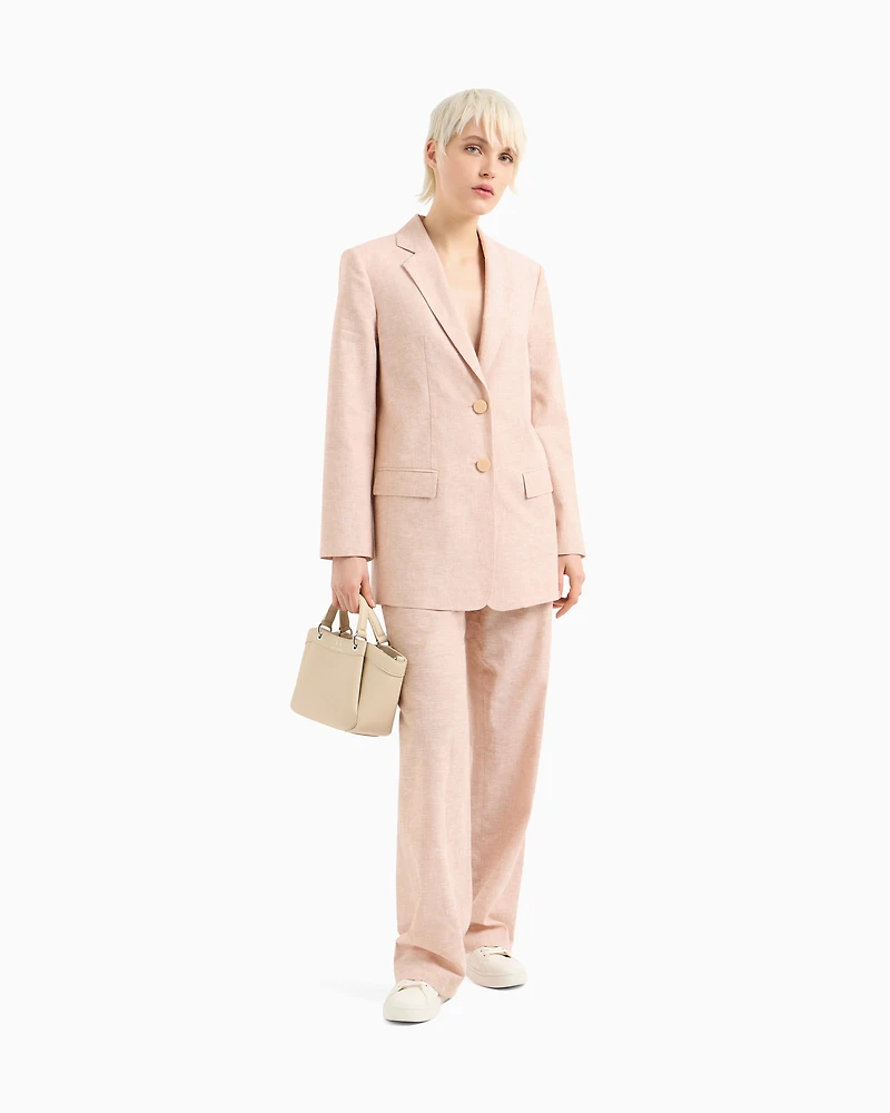 Oversized cotton and linen trousers