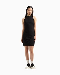 Stretch jersey midi dress with zip