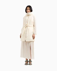 Long sleeveless jacket jacquard nylon with logo