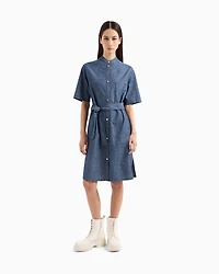 Cotton chambray smock dress