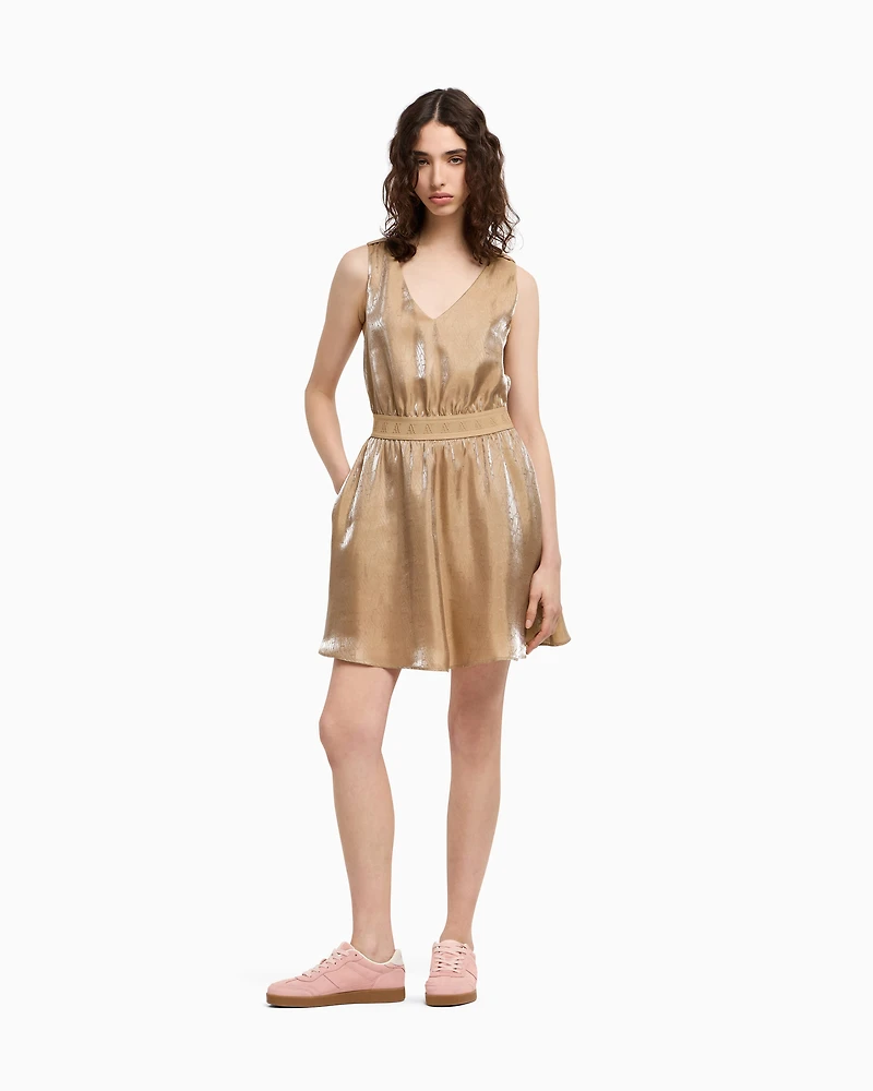 Flared dress fabric with allover logo