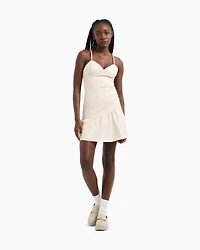 ASV Faux Leather Short Dress with Ruffles