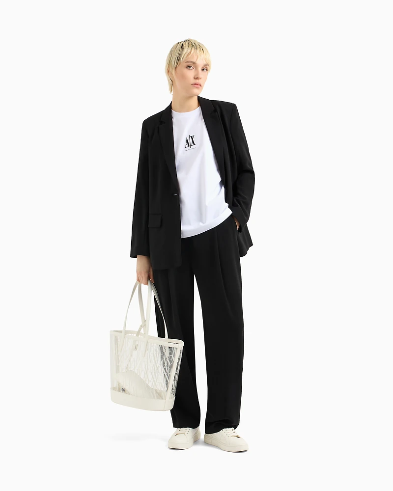 Transparent shopper bag with allover logo