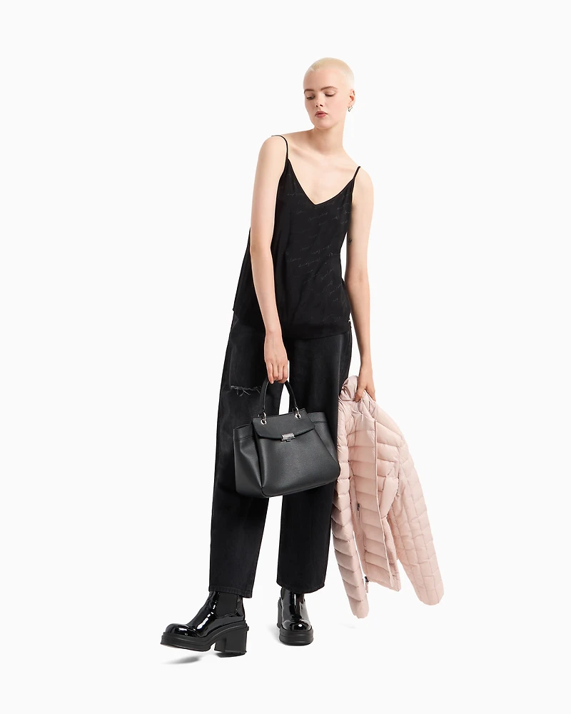 Handbag with flap and metal details