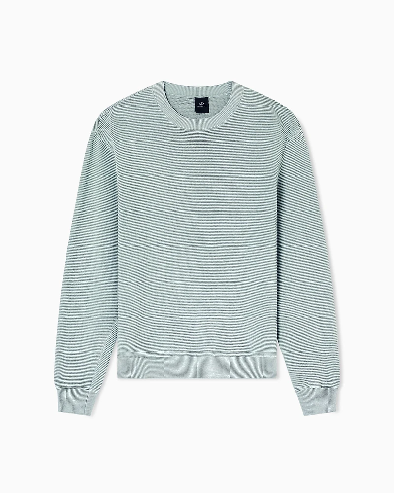 Striped Texture Crew Neck Sweater