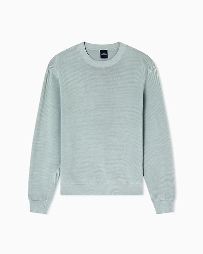 Striped Texture Crew Neck Sweater