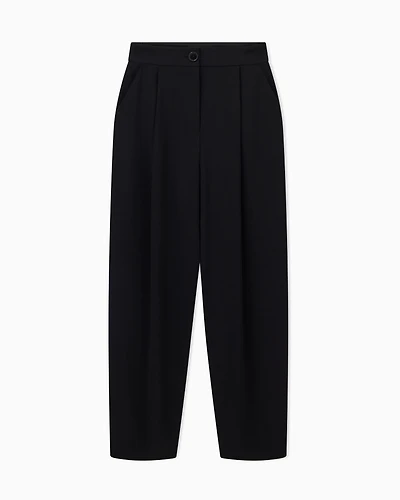 Twill pleated trousers