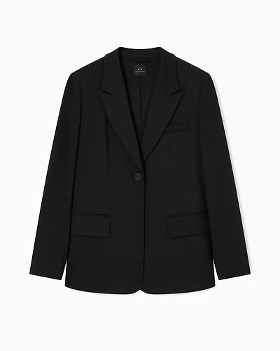 Armani Exchange - Single breasted jacket with one button, Woman, Black, Size: