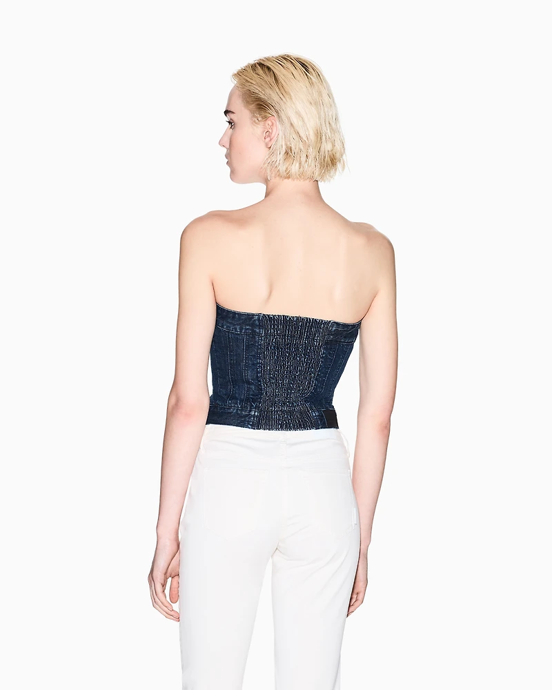Indigo denim zip top