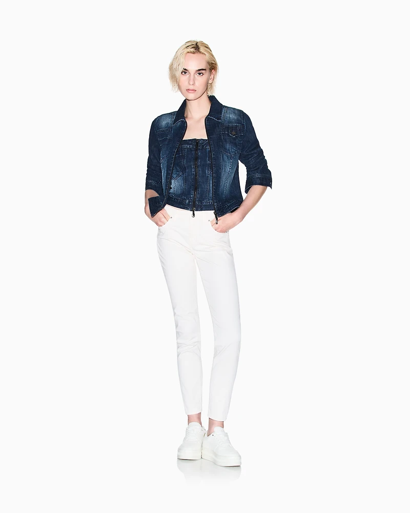 Indigo denim zip top