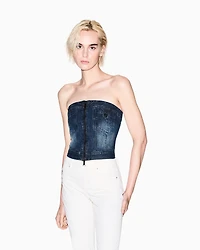 Indigo denim zip top