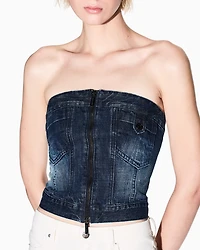 Indigo denim zip top