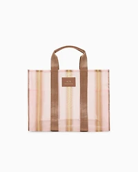 Transparent striped fabric shopper bag