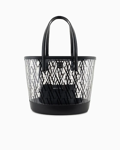 Transparent shopper bag with allover logo