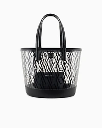 Transparent shopper bag with allover logo