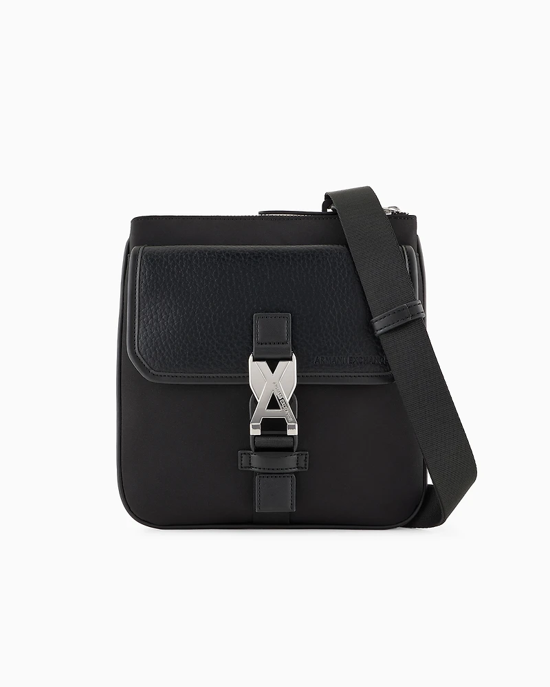 Flat shoulder bag with logo