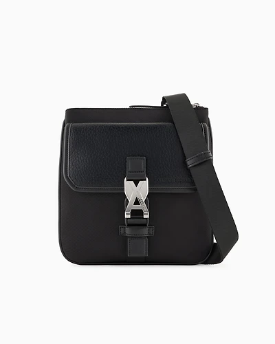 Flat shoulder bag with logo