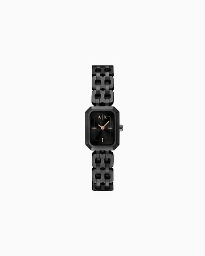  Two-Hand Black Stainless Steel Watch