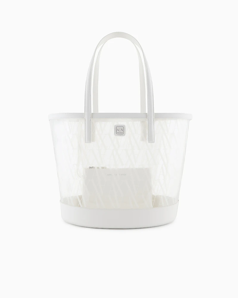 Transparent shopper bag with allover logo