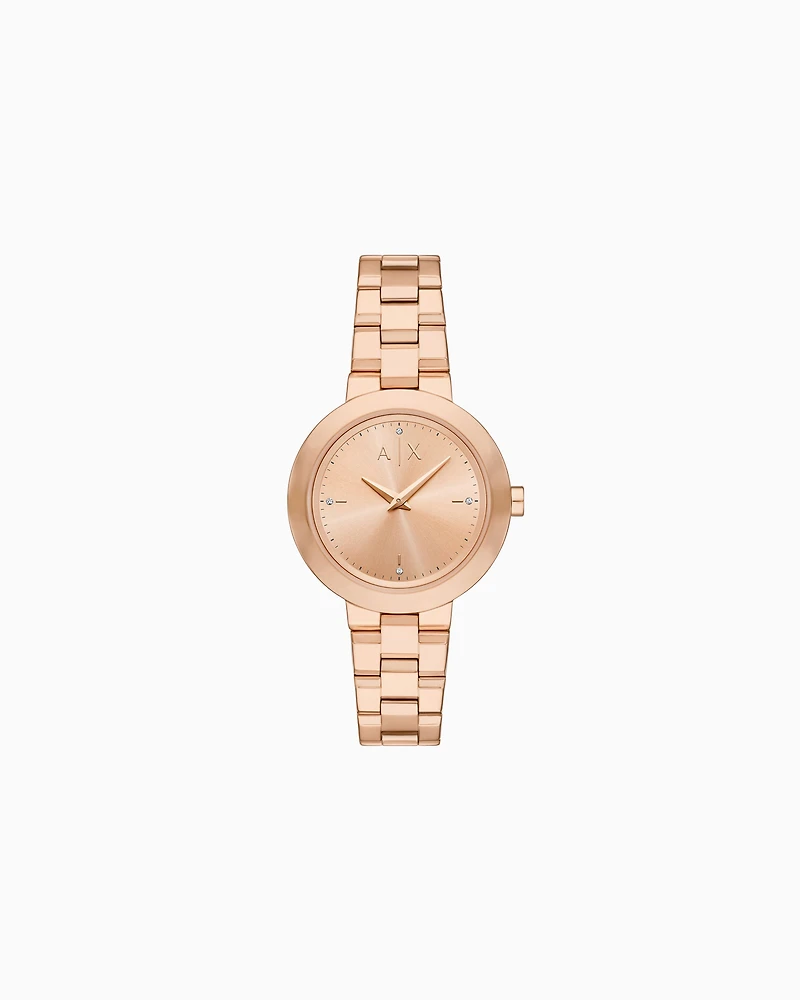 Two-Hand Rose Gold-Tone Stainless Steel Watch