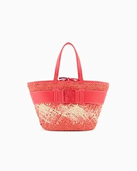 Straw shopper bag with logo band