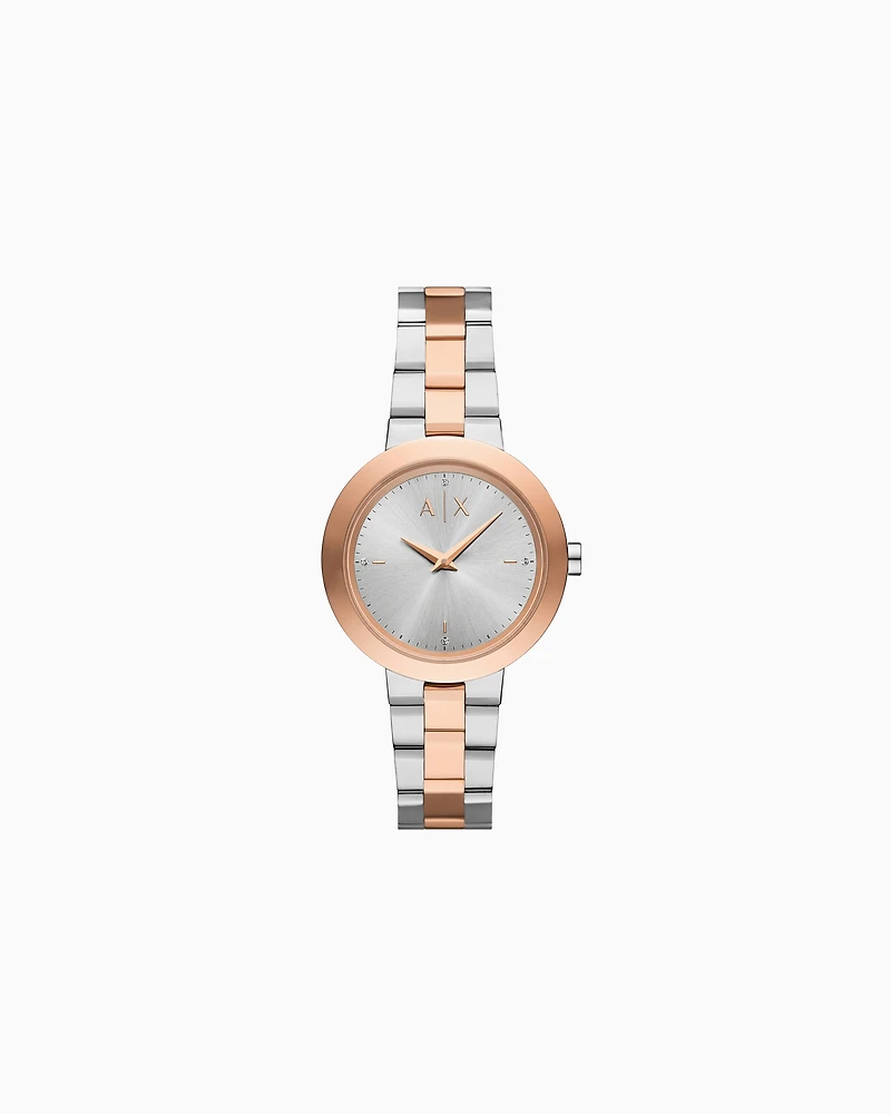  Two-Hand Two-Tone Stainless Steel Watch