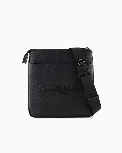 Flat shoulder bag with logo