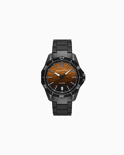 Armani Exchange Three-Hand Date Black Stainless Steel Watch
