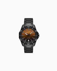 Armani Exchange Three-Hand Date Black Stainless Steel Watch