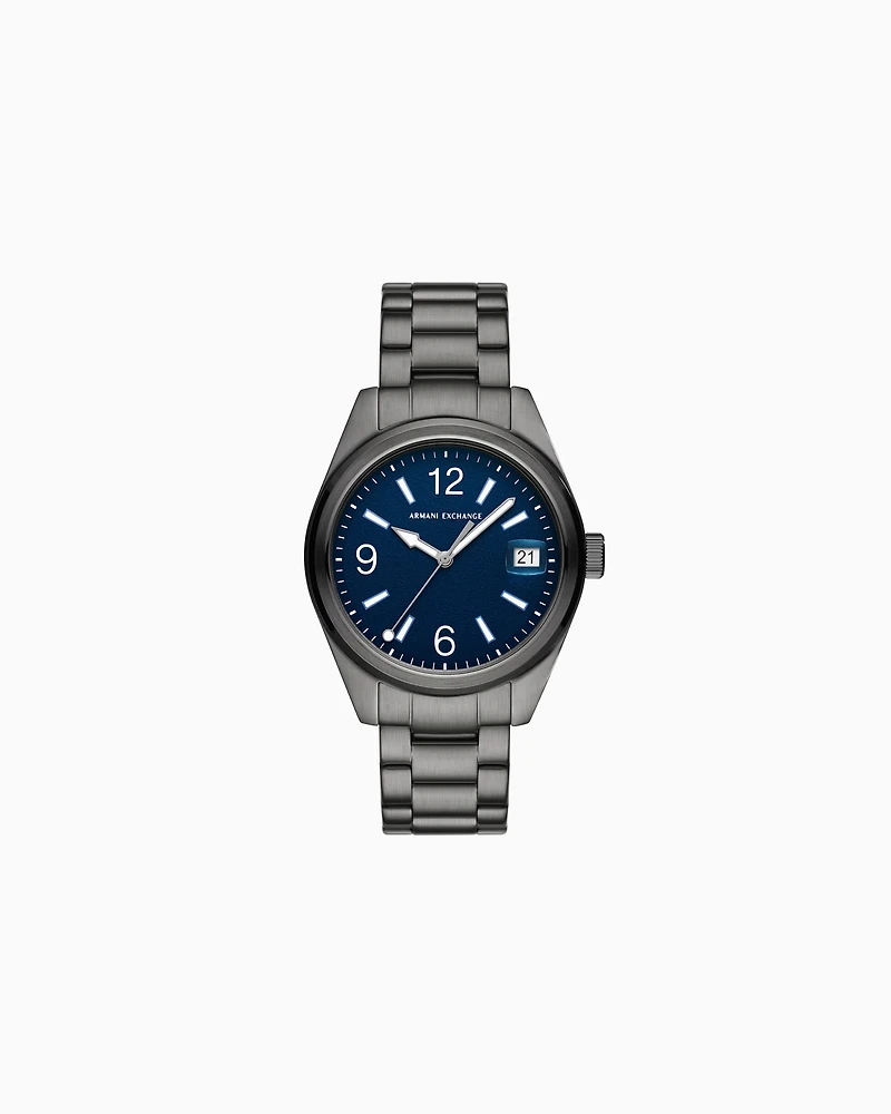 Three-Hand Black Stainless Steel Watch
