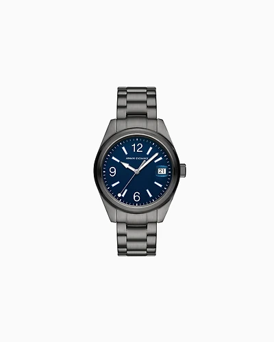  Three-Hand Black Stainless Steel Watch
