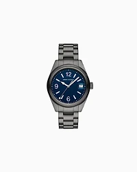  Three-Hand Black Stainless Steel Watch